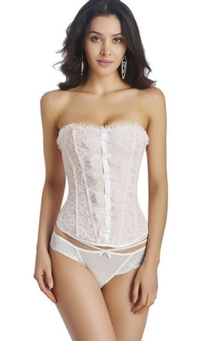 F3224 Bridal Pink Corset Lace Overbust Bustiers Bowknot Waist Training